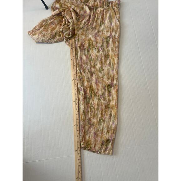 Zara crinkle effect wide leg cropped trousers multicolored abstract tie -dye SML - Picture 10 of 11